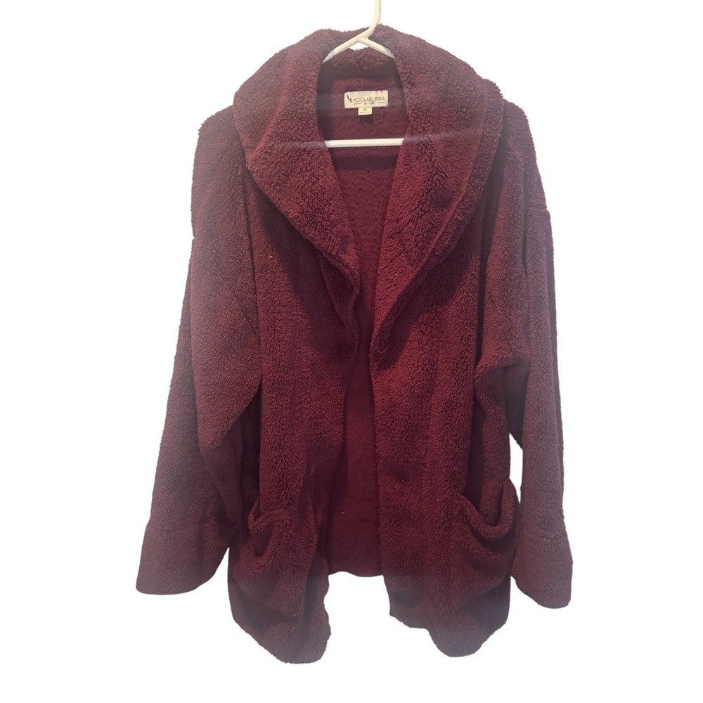 Koolaburra by UGG Womens Burgundy Sherpa Fleece Open Front Cardigan XL NEW Cozy